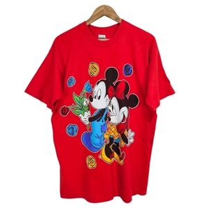 Mickey Unlimited Tee Tshirt Red Sz XL Red Vintage Single Stitch Graphic Front